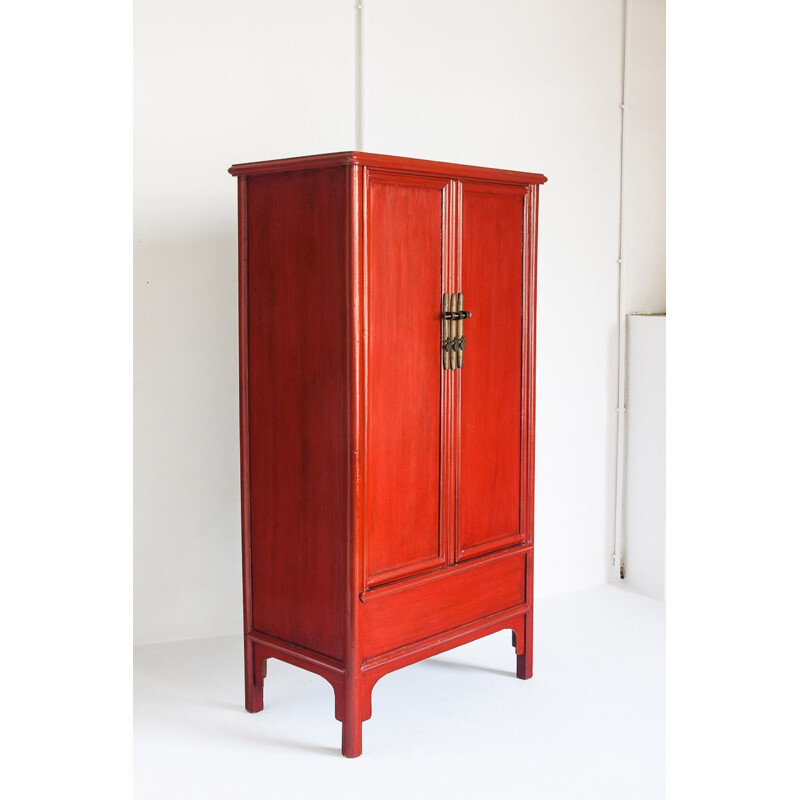 Vintage cabinet with two doors in solid pine wood