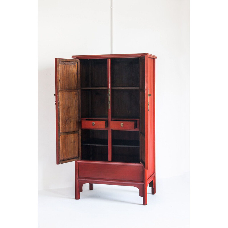 Vintage cabinet with two doors in solid pine wood