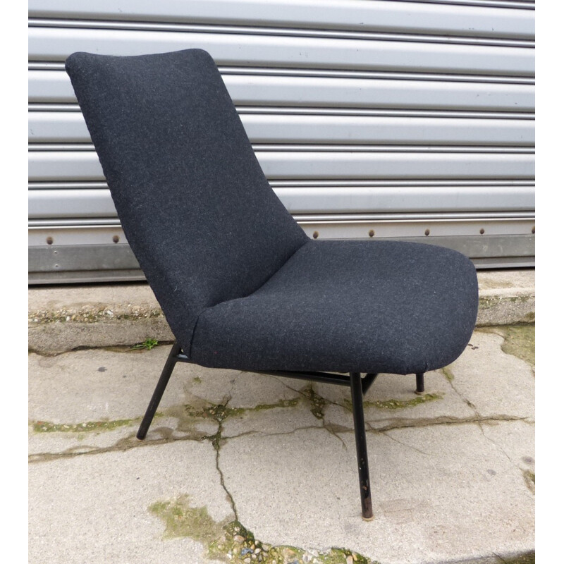 Fauteuil STEINER SK660 noir chiné, Pierre GUARICHE - années 60