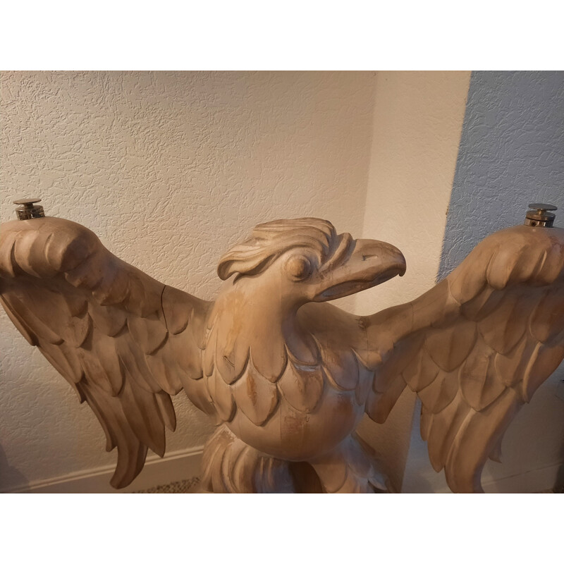 Pair of vintage solid wood carved eagles consoles