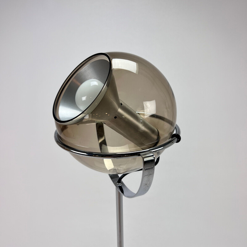 Lámpara de pie vintage de cristal y cromo de Frank Ligtelijn para Raak Amsterdam, Países Bajos 1960