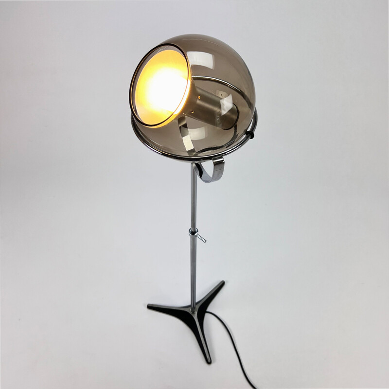 Lampada da terra vintage in vetro e cromo di Frank Ligtelijn per Raak Amsterdam, Paesi Bassi 1960