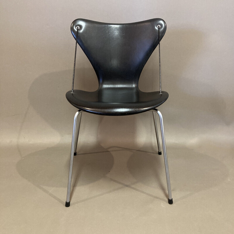 Satz von 4 Vintage-Stühlen aus Leder und Metall von Arne Jacobsen für Fritz Hansen, 1960