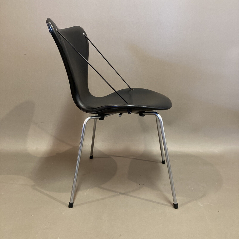 Conjunto de 4 cadeiras de couro e metal vintage de Arne Jacobsen para Fritz Hansen, 1960