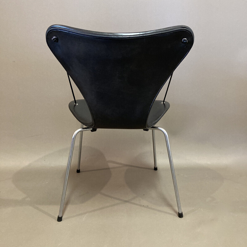 Satz von 4 Vintage-Stühlen aus Leder und Metall von Arne Jacobsen für Fritz Hansen, 1960