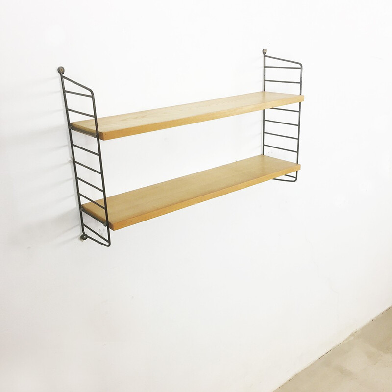 Mid century String shelving system in ash, Nisse STRINNING - 1960s