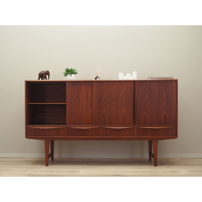 Teak vintage Danish highboard by E.W. Bach, 1960s