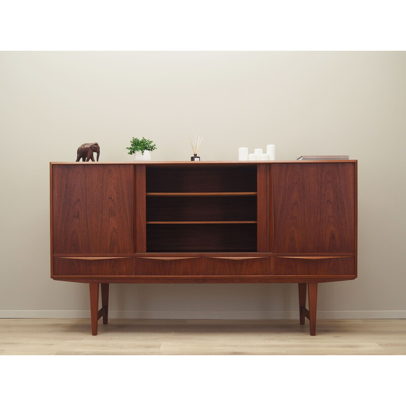 Teak vintage Danish highboard by E.W. Bach, 1960s