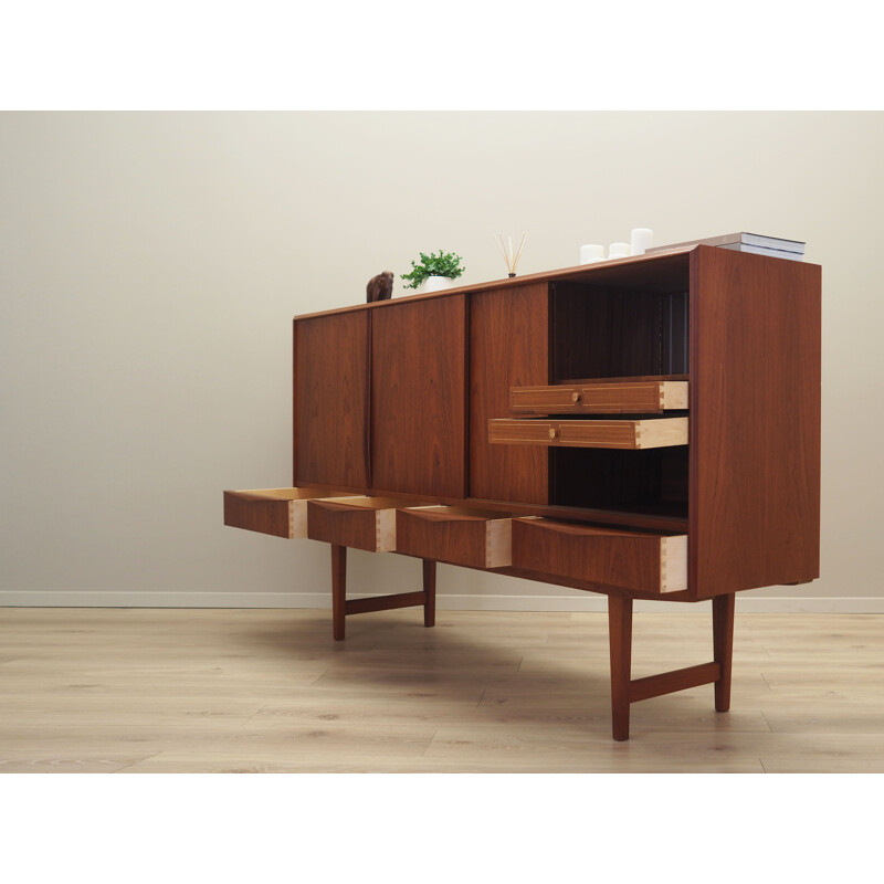 Teak vintage Danish highboard by E.W. Bach, 1960s