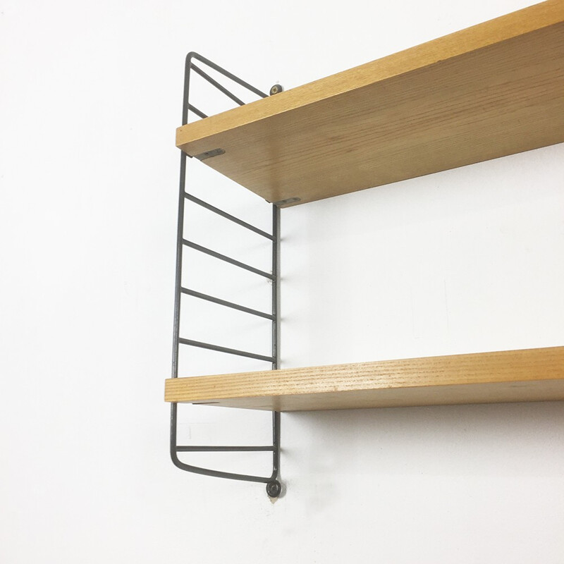 Mid century String shelving system in ash, Nisse STRINNING - 1960s