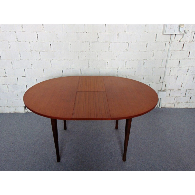 Vintage teakhouten uitschuiftafel, 1950