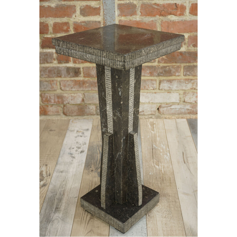 Vintage black onyx side table, 1980