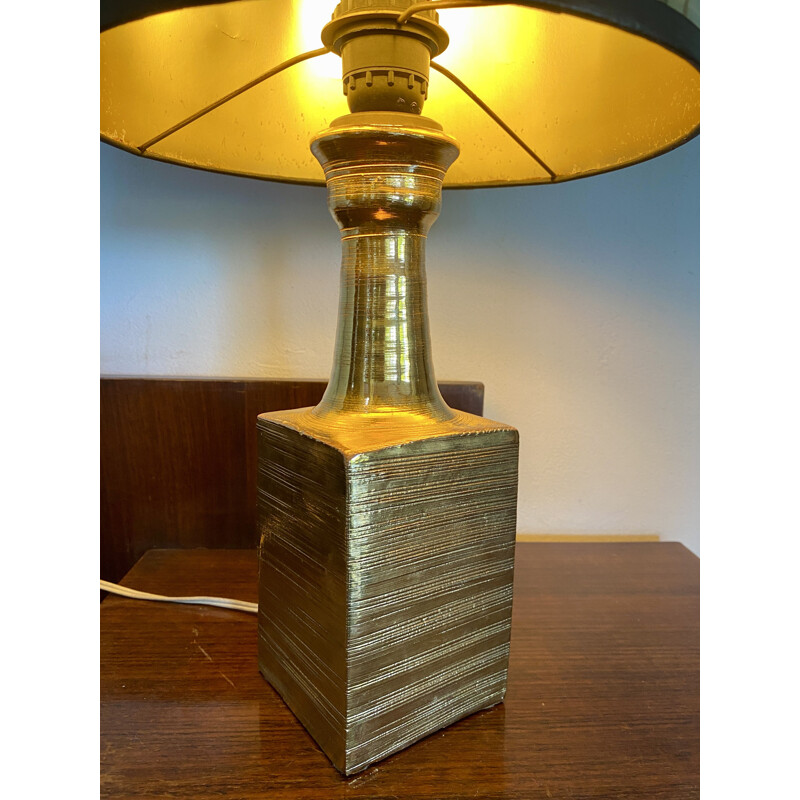 Lámpara vintage en cerámica dorada de Aldo Londi para Bitossi, Italia