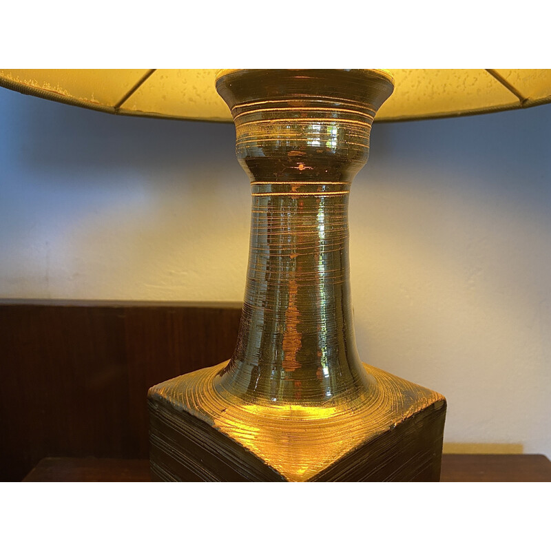 Lampada vintage in ceramica dorata di Aldo Londi per Bitossi, Italia