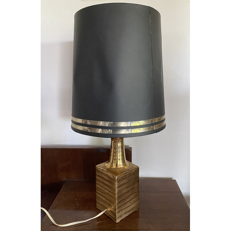 Lampe vintage en céramique doré par Aldo Londi pour Bitossi, Italie