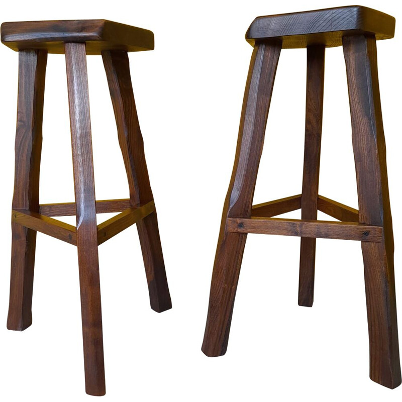 Pair of vintage brutalist high stools by Aranjou, 1970