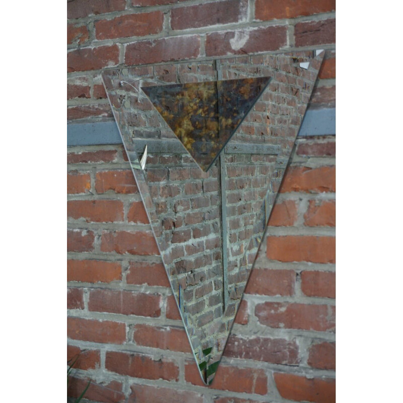 Miroir vintage art déco biseauté et triangulaire