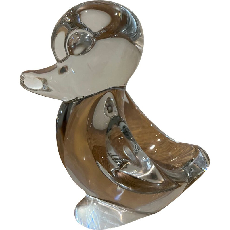 Vintage duck ashtray in Vannes crystal, 1970