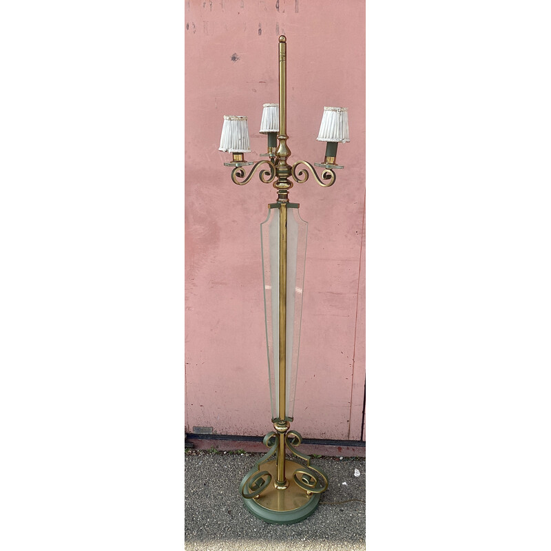 Vintage art deco brass and bronze floor lamp