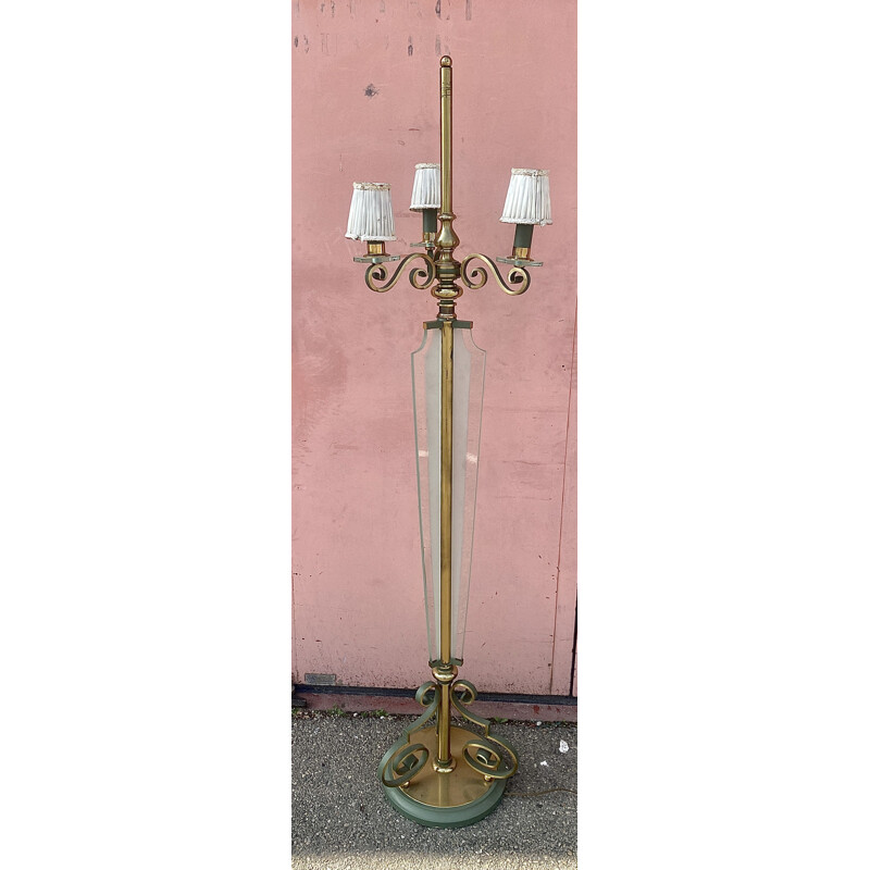 Vintage art deco koperen en bronzen vloerlamp