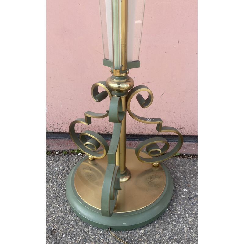 Vintage art deco koperen en bronzen vloerlamp