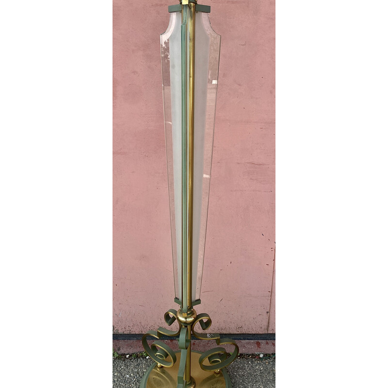 Lámpara de pie art decó vintage de latón y bronce
