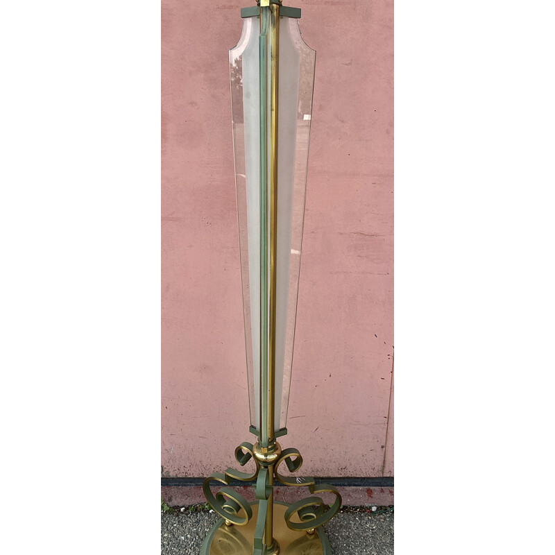 Vintage art deco koperen en bronzen vloerlamp