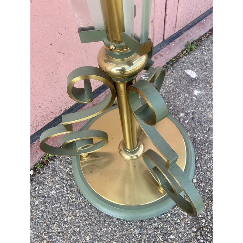 Vintage art deco koperen en bronzen vloerlamp