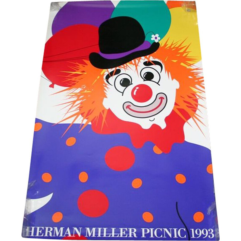 Affiche vintage Clown par Steve Frykholm pour Herman Miller, 1993