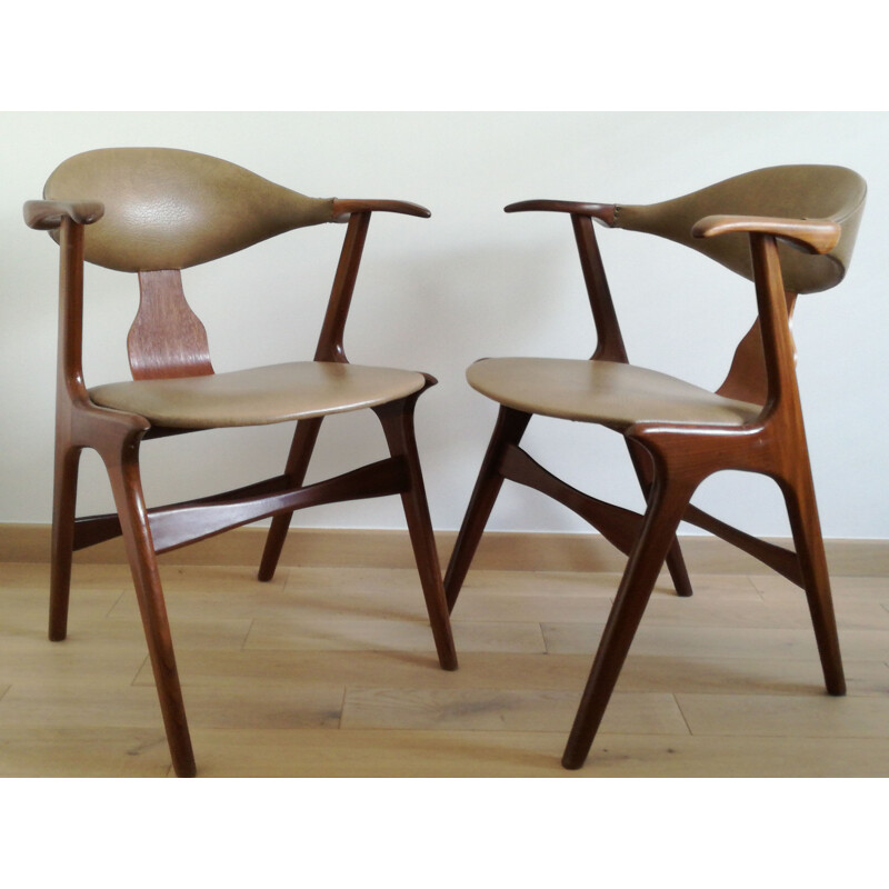 Pair of armchairs "Cow Horn" in leatherette, Louis VAN TEEFFELEN - 1950s