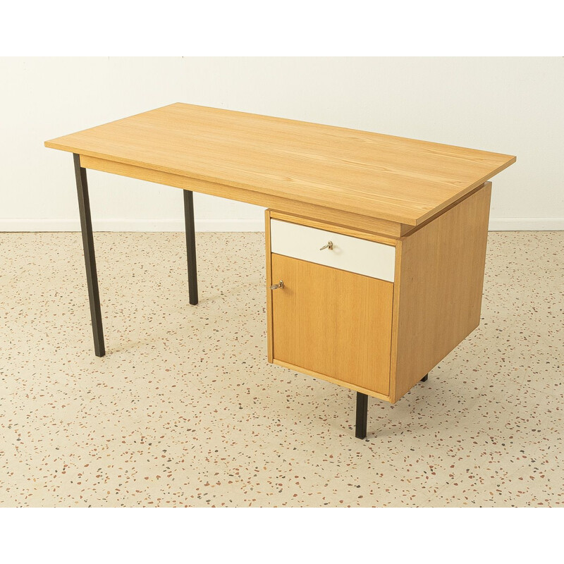 Vintage ash wood desk by Ge-el Möbel, Germany 1960