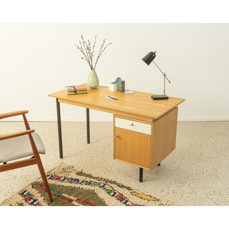 Vintage ash wood desk by Ge-el Möbel, Germany 1960