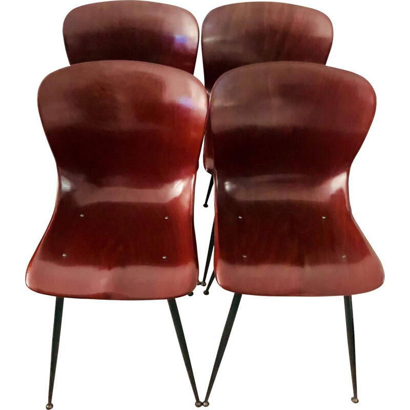 Conjunto de 4 cadeiras Pagholz vintage modelo 1507 por Flötotto, Alemanha 1950