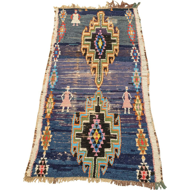 Vintage Azilal Berberteppich aus Wolle handgefertigt, Marokko