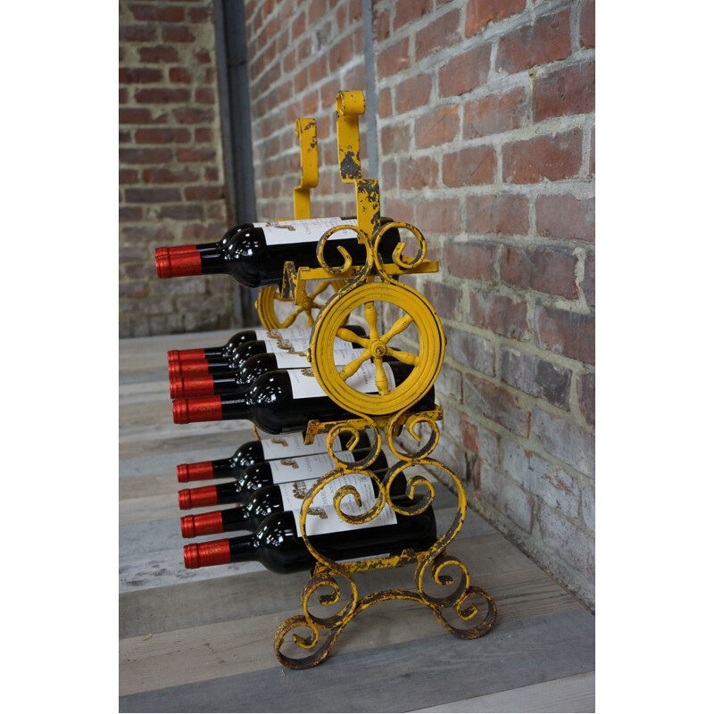 Vintage yellow bottle rack