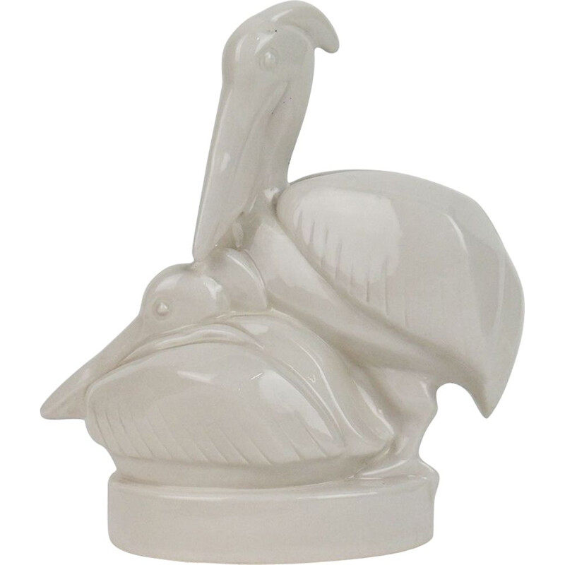 Par de pelicanos Vintage em porcelana