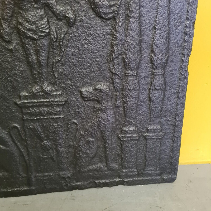 Plaque de cheminée vintage en fonte d'époque Empire français