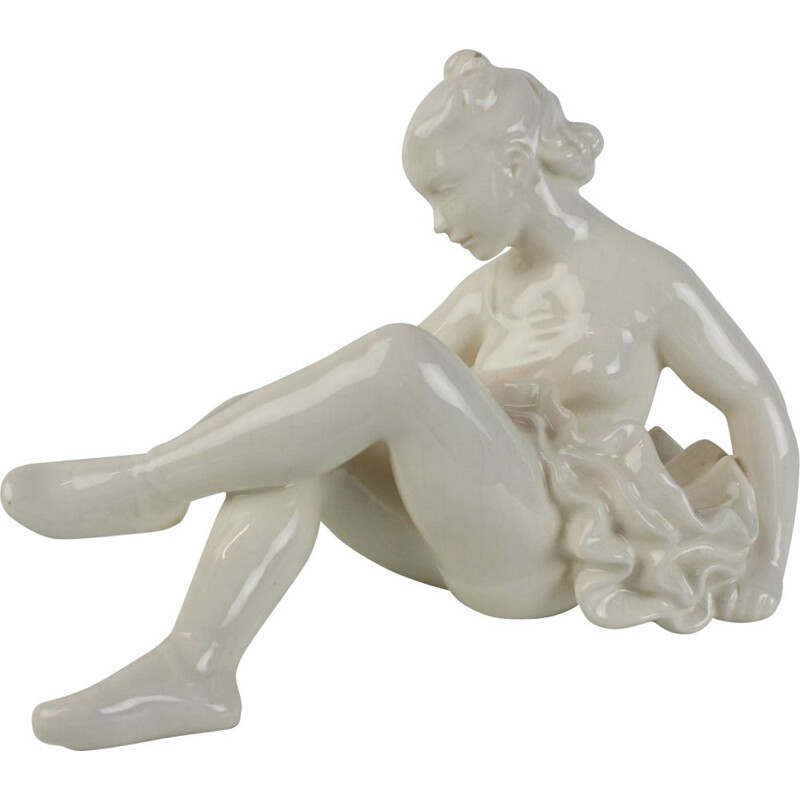 Statua "ballerina" in porcellana d'epoca, Cecoslovacchia 1962