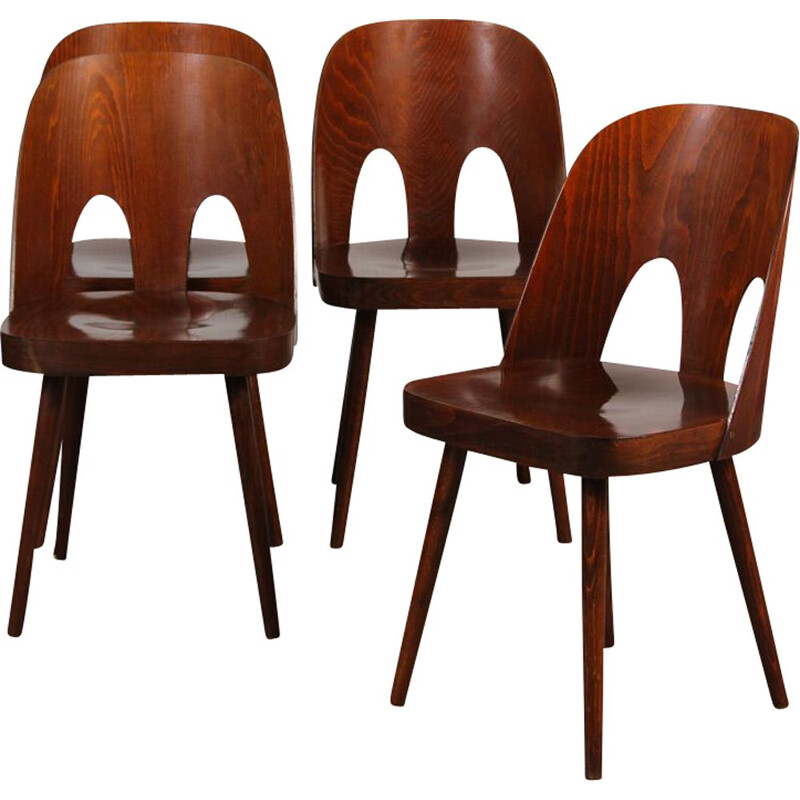 Lot de 4 chaises vintage par Oswald Haerdtl pour Ton, 1960