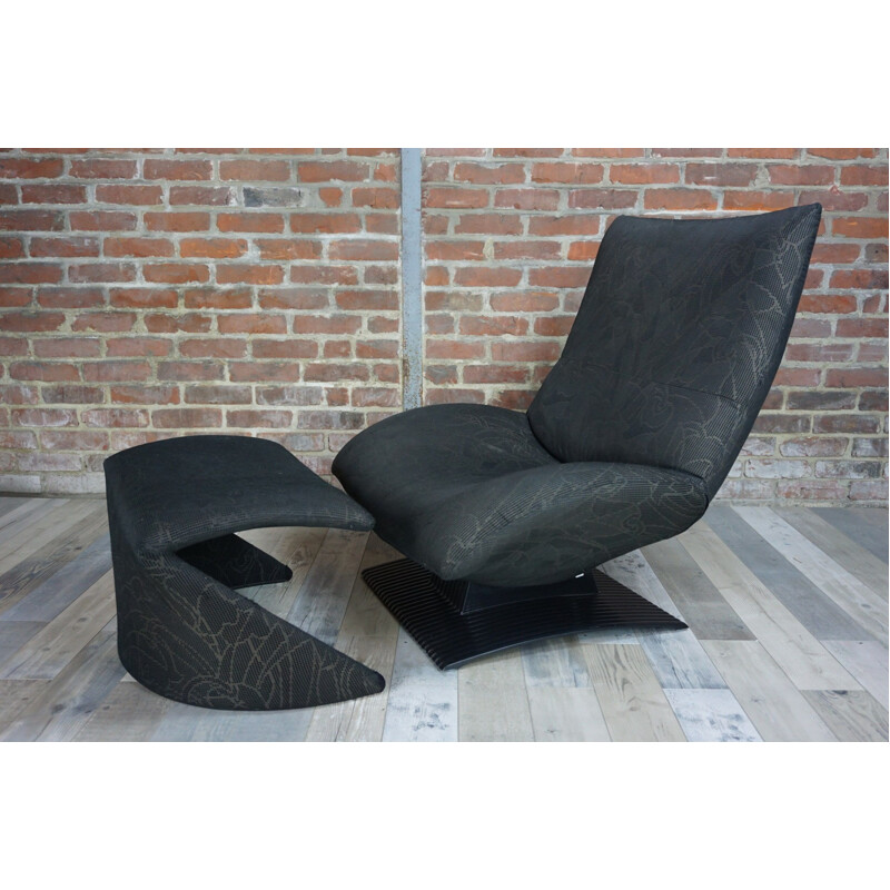 Vintage-Sessel mit Fußstütze