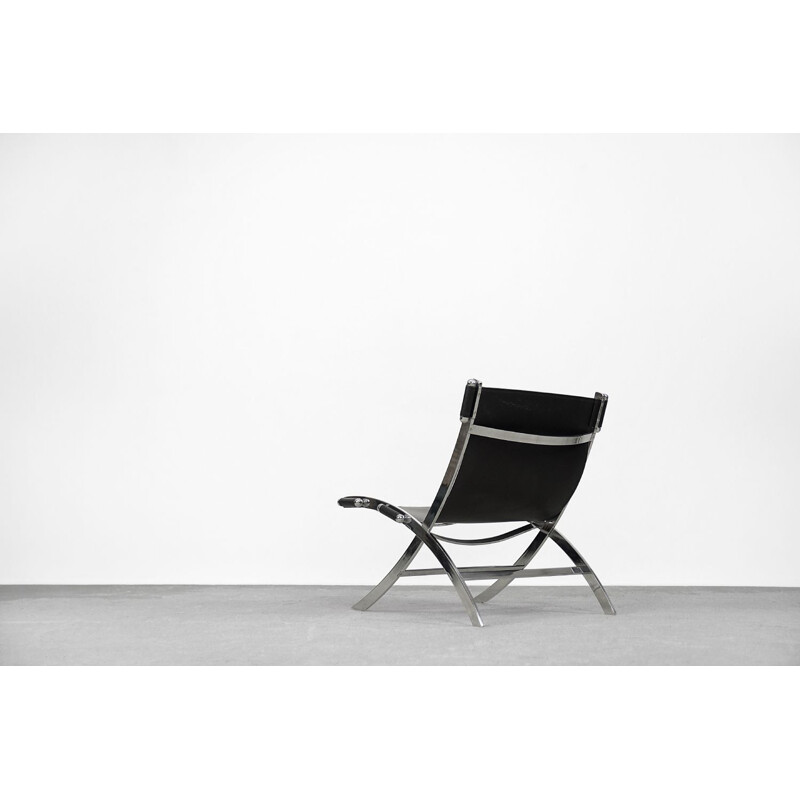 Vintage Italian leather Scissor armchair Timeless by Antonio Citterio for Flexform, 1980s