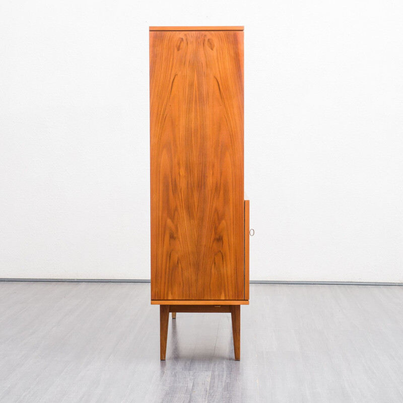 Vintage display cabinet in walnut and structured glass, 1950s