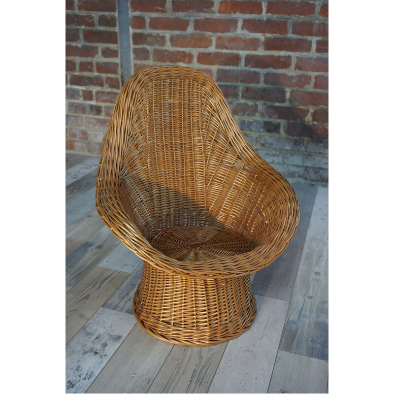Vintage wicker basket chair for children by Wim Den Boon for Rohe, 1960