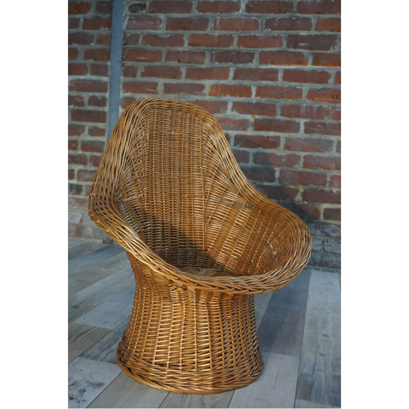 Vintage wicker basket chair for children by Wim Den Boon for Rohe, 1960