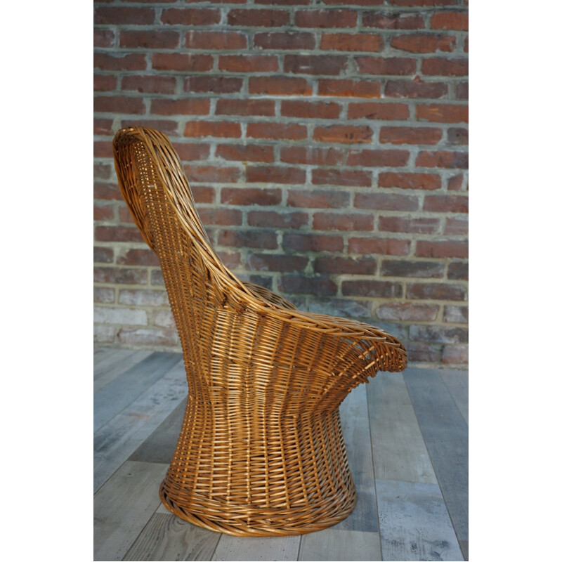 Vintage wicker basket chair for children by Wim Den Boon for Rohe, 1960