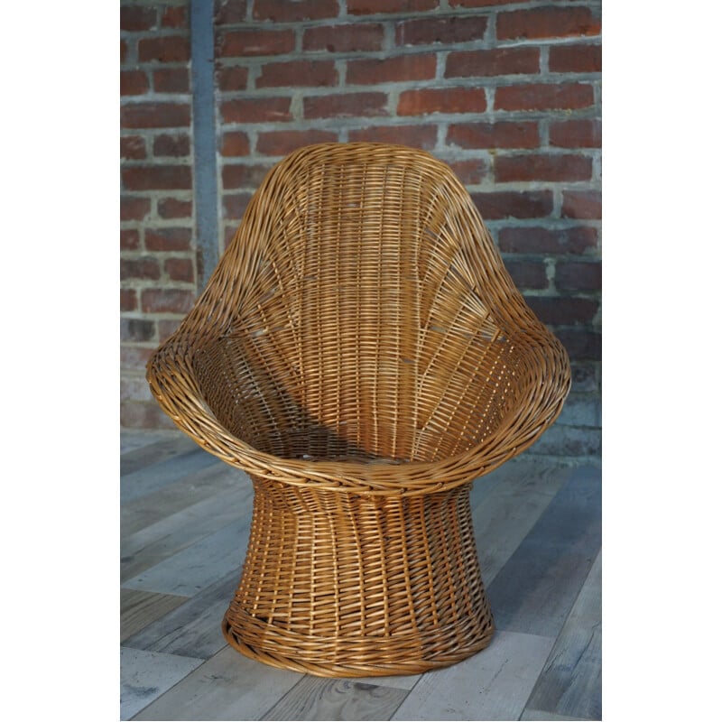 Vintage wicker basket chair for children by Wim Den Boon for Rohe, 1960