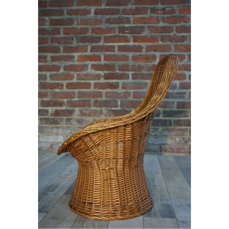 Vintage wicker basket chair for children by Wim Den Boon for Rohe, 1960