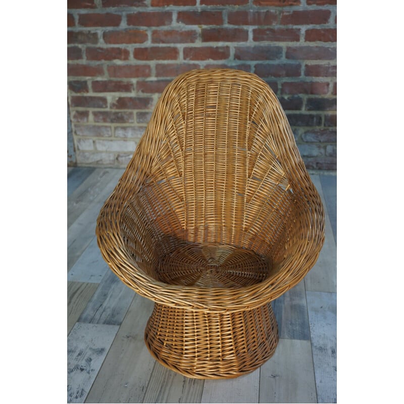 Vintage wicker basket chair for children by Wim Den Boon for Rohe, 1960