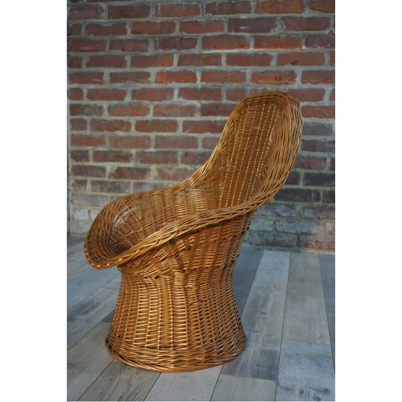 Vintage wicker basket chair for children by Wim Den Boon for Rohe, 1960