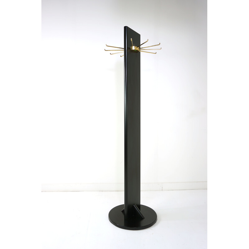 Vintage black and brass swivel coat rack